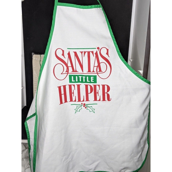 Hallmark SANTAS LITTLE HELPER Adult Apron Red/Green White Background NEW Read - Picture 3 of 3